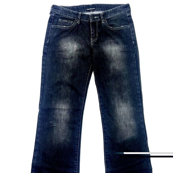 Calvin Klein Womens Jeans Size 28/32 Black Denim BootCut Button - Picture 1 of 16